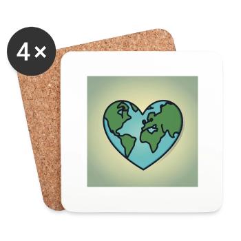 Un monde durable en forme de cœur - Dessous de verre (lot de 4) - blanc - Devant