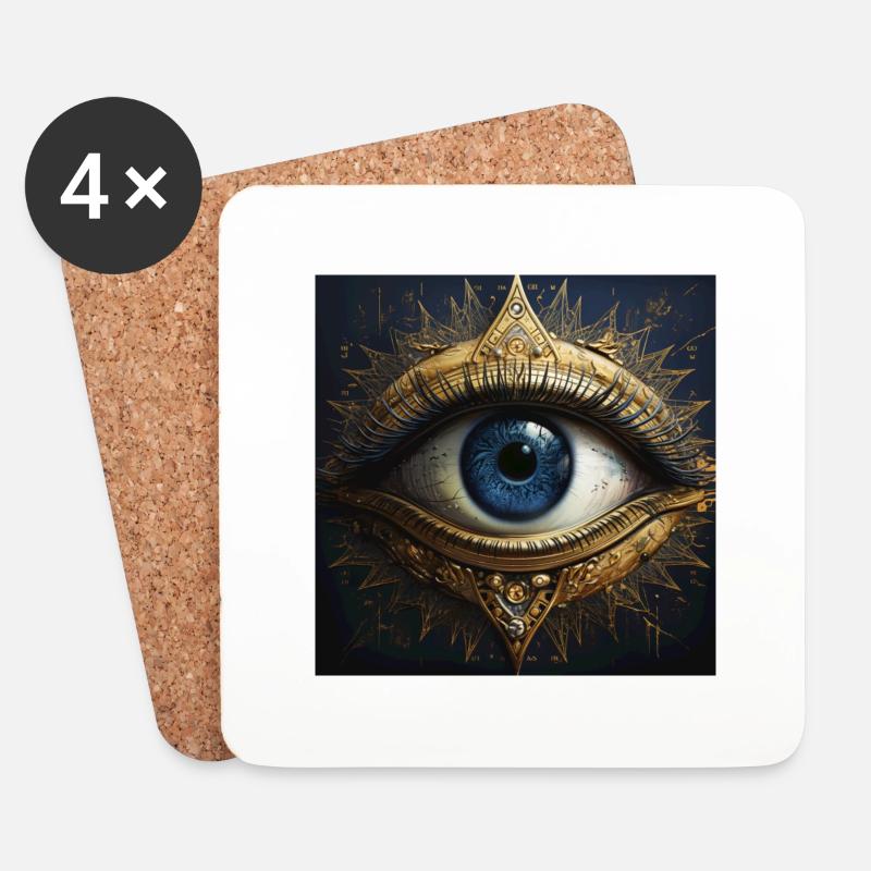 Eye mandala - Untersetzer (4er-Set) - Weiß