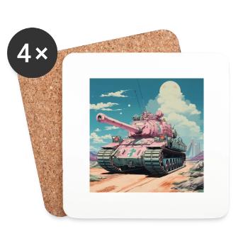 Anime SciFi des années 1970 Tank - Dessous de verre (lot de 4) - blanc - Devant