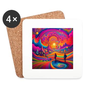 psychedelisches trippy Traumwelt-Design - Untersetzer (4er-Set) - Weiß - Vorne