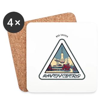 Südharz Merch - Ravensberg Bad Sachsa - Untersetzer (4er-Set) - Weiß - Vorne