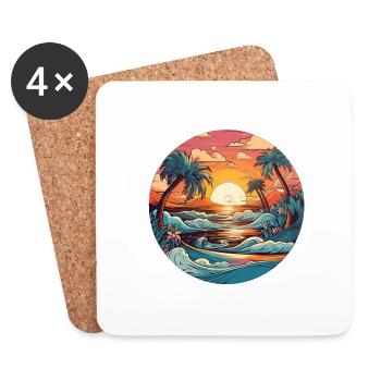 Ambiance de plage lovin - Dessous de verre (lot de 4) - blanc - Devant