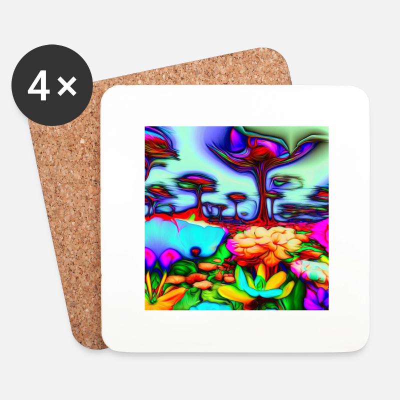 A psychedelic Garden - Untersetzer (4er-Set) - Weiß