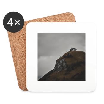 lonely house on a mountain - Coasters (set of 4) - white - Front