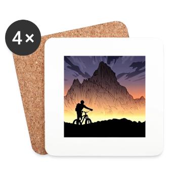 Mountainbiker Bergradler - Untersetzer (4er-Set) - Weiß - Vorne