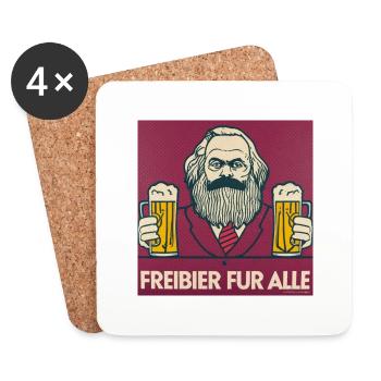 Karl Marx - Freibier - Untersetzer (4er-Set) - Weiß - Vorne