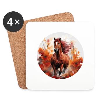 Cheval 💖 de couleur renard - Dessous de verre (lot de 4) - blanc - Devant