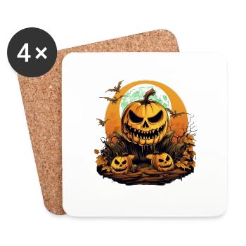Böser Kürbis zu Hallooween - Untersetzer (4er-Set) - Weiß - Vorne