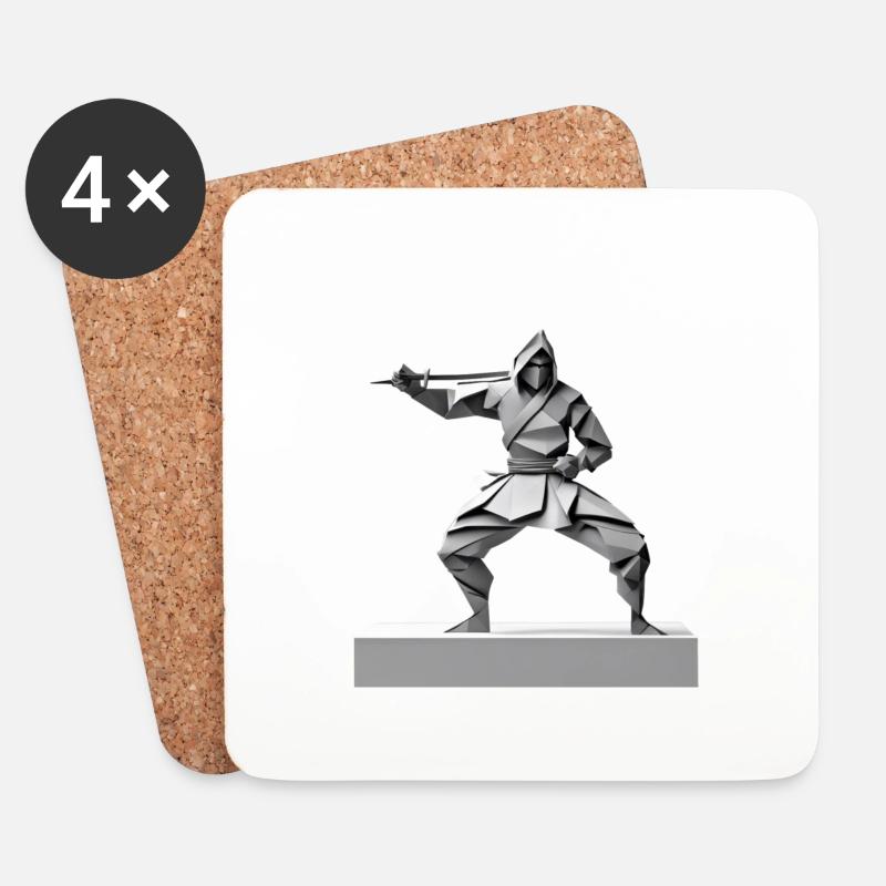 Origami Ninja - Geheimnisse der Papierkunst - Untersetzer (4er-Set) - Weiß