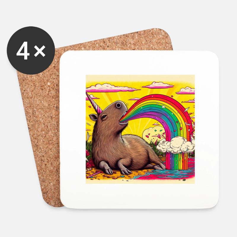 Capybara - Dessous de verre (lot de 4) - blanc
