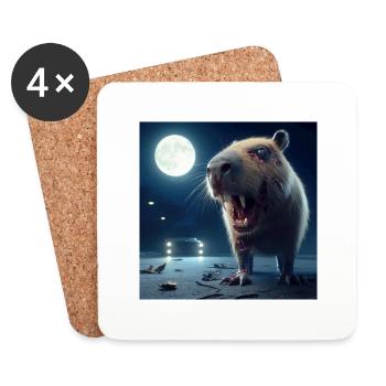 Zombie Capybara - Untersetzer (4er-Set) - Weiß - Vorne