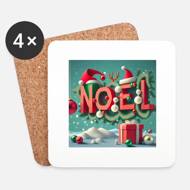 Weihnachtsbeleuchtung im T-Shirt - Untersetzer (4er-Set) - Weiß