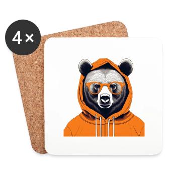 Nerdy Bearmit Hoodie - Untersetzer (4er-Set) - Weiß - Vorne