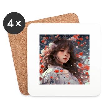 Anime Girl, Festival des cerisiers en fleurs - Dessous de verre (lot de 4) - blanc - Devant