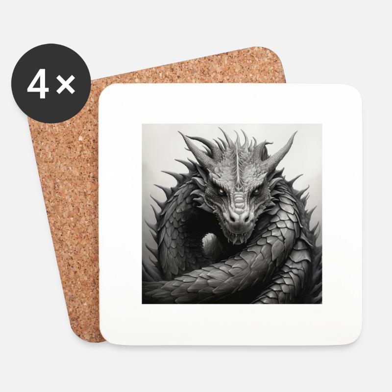 Drache Beschützer - Untersetzer (4er-Set) - Weiß