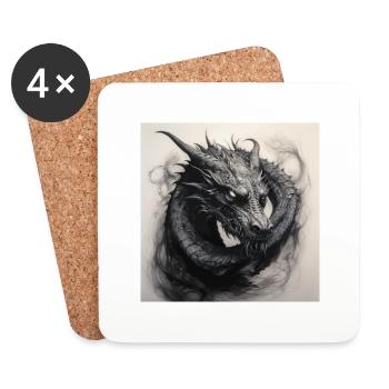 Dragon offre protection et force - Dessous de verre (lot de 4) - blanc - Devant