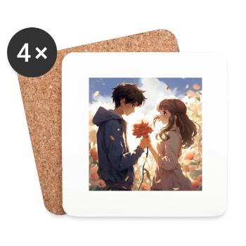 Love Flower Boy and Girl - Coasters (set of 4) - white - Front