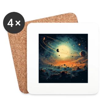Sonnensystem, Multiverse, Universe - Untersetzer (4er-Set) - Weiß - Vorne