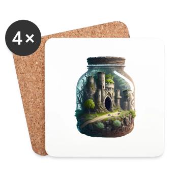 Un vieux château dans un verre - Dessous de verre (lot de 4) - blanc - Devant