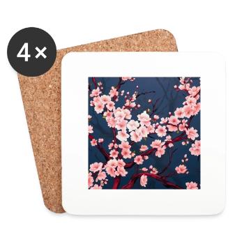 Les fleurs de cerisier vont toujours - Dessous de verre (lot de 4) - blanc - Devant