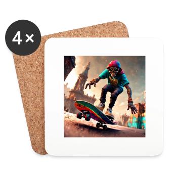 Skateboard - Untersetzer (4er-Set) - Weiß - Vorne
