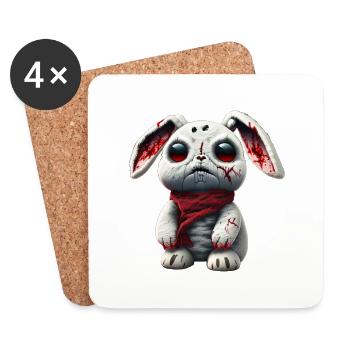 Zombie Rabbit Plush Toy - Coasters (set of 4) - white - Front