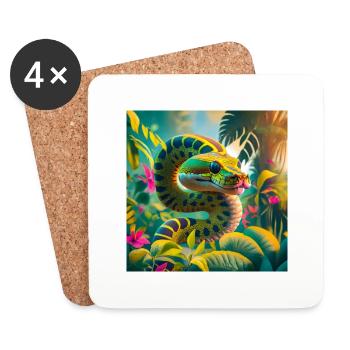 Snake - Coasters (set of 4) - white - Front