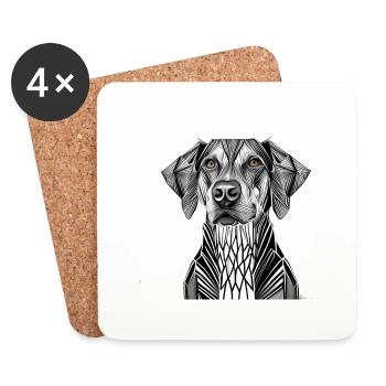Geo_Hund - Dessous de verre (lot de 4) - blanc - Devant