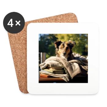 Dog lying outside - Coasters (set of 4) - white - Front