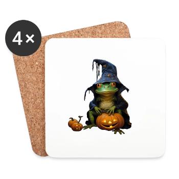 Halloween Frosch - Untersetzer (4er-Set) - Weiß - Vorne