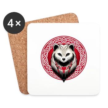 Coeur d'hermine nordique de Bretagne - Dessous de verre (lot de 4) - blanc - Devant
