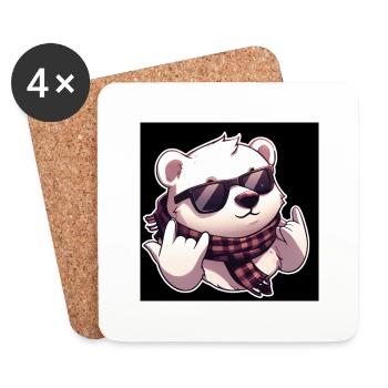 Ours Cool Ours polaire - Dessous de verre (lot de 4) - blanc - Devant