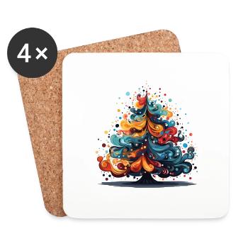 Colorful Christmas Tree - Colorful Christmas Tree - Coasters (set of 4) - white - Front