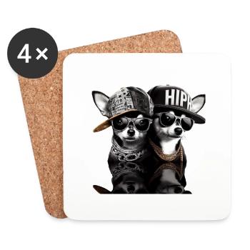 Coole Hip Hop Chihuahuas - Untersetzer (4er-Set) - Weiß - Vorne