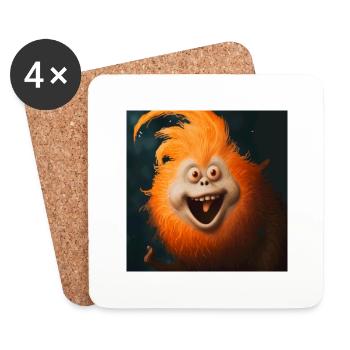 Le singe est effronté ! - Dessous de verre (lot de 4) - blanc - Devant