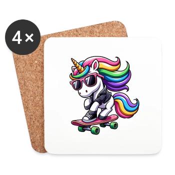stylish animated unicorn wearing sunglasses - Untersetzer (4er-Set) - Weiß - Vorne