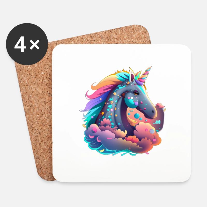 unicorn neon - Untersetzer (4er-Set) - Weiß