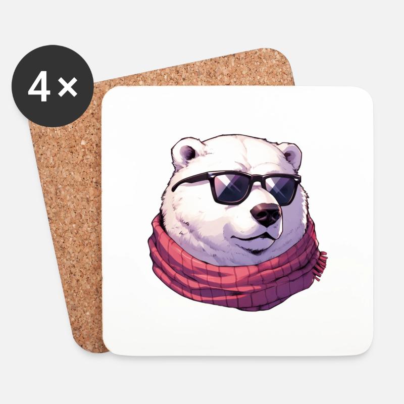 cooler Eisbär mit sonnenbrille - Untersetzer (4er-Set) - Weiß