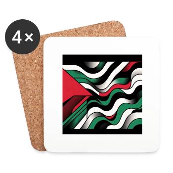 Jeu de couleurs Palestine : Design abstrait moderne - Dessous de verre (lot de 4) - blanc - Devant