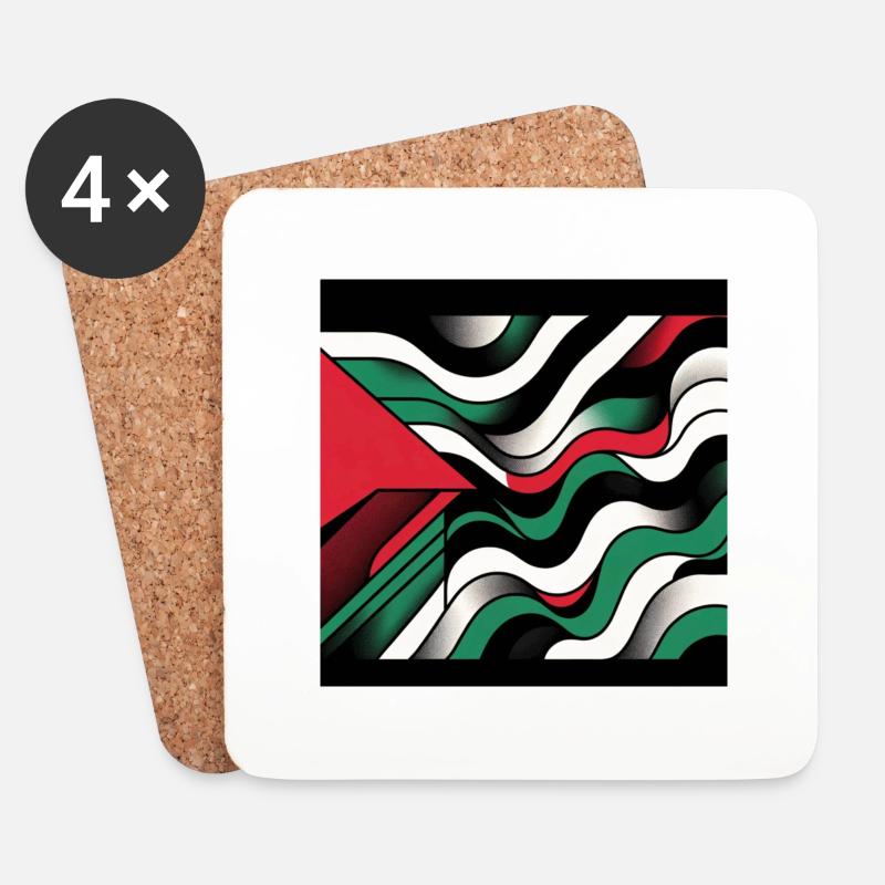 Palästina Farbspiel: Modernes Abstrakt-Design - Untersetzer (4er-Set) - Weiß