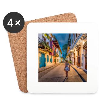 Carthagène la nuit - Dessous de verre (lot de 4) - blanc - Devant