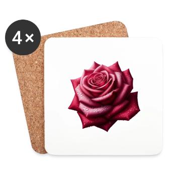 Realistisches Rosendesign - Untersetzer (4er-Set) - Weiß - Vorne
