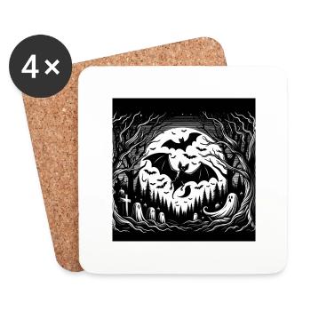 Fledermaus Halloween - Untersetzer (4er-Set) - Weiß - Vorne