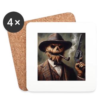 Vogelscheuche Halloween Strohmann Revolver pfeife - Untersetzer (4er-Set) - Weiß - Vorne