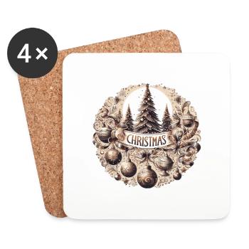 Design motif Noël - Dessous de verre (lot de 4) - blanc - Devant