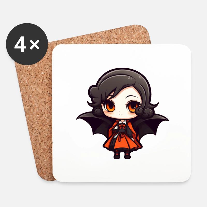Vampir Lady - Untersetzer (4er-Set) - Weiß