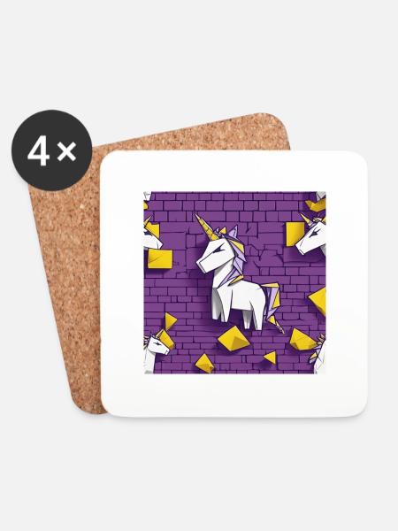 Angry Unicorn Grafiti - Untersetzer (4er-Set) - Weiß