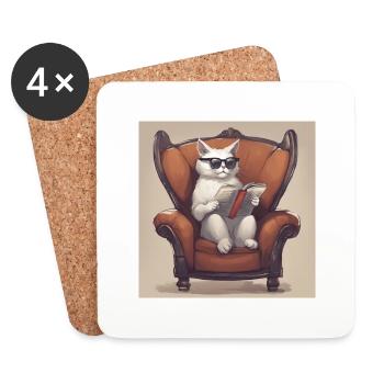 Weiße Katze im Sessel - Untersetzer (4er-Set) - Weiß - Vorne