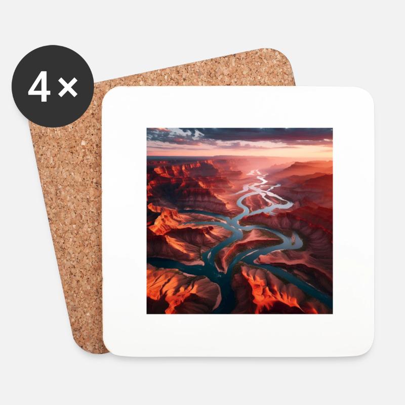 Fluss Landschaft - Untersetzer (4er-Set) - Weiß