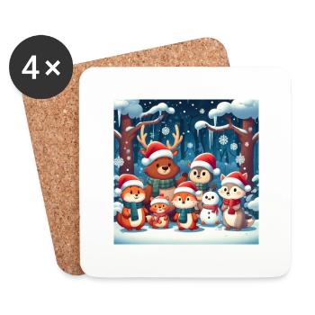 Animaux de noël - Dessous de verre (lot de 4) - blanc - Devant